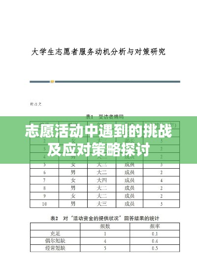 志愿活动中遇到的挑战及应对策略探讨