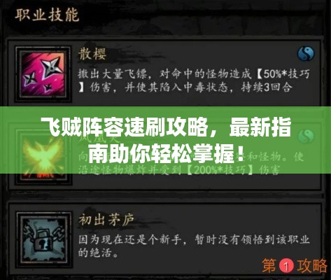 飞贼阵容速刷攻略,最新指南助你轻松掌握!