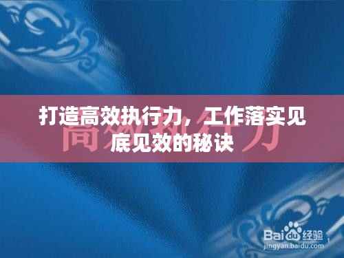 打造高效执行力,工作落实见底见效的秘诀