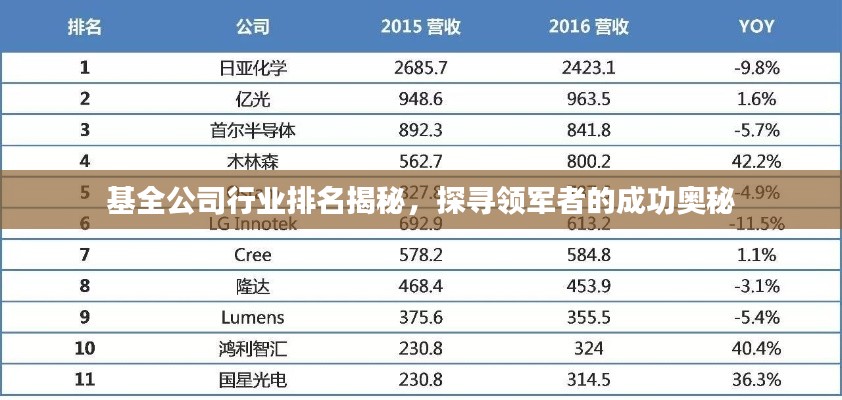 基全公司行业排名揭秘,探寻领军者的成功奥秘