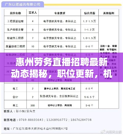 惠州劳务直播招聘最新动态揭秘,职位更新,机会多多!